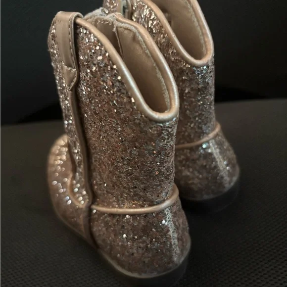 Kelly & Katie Glitter Kids Boots - Gold and Tan - Picture 3 of 5